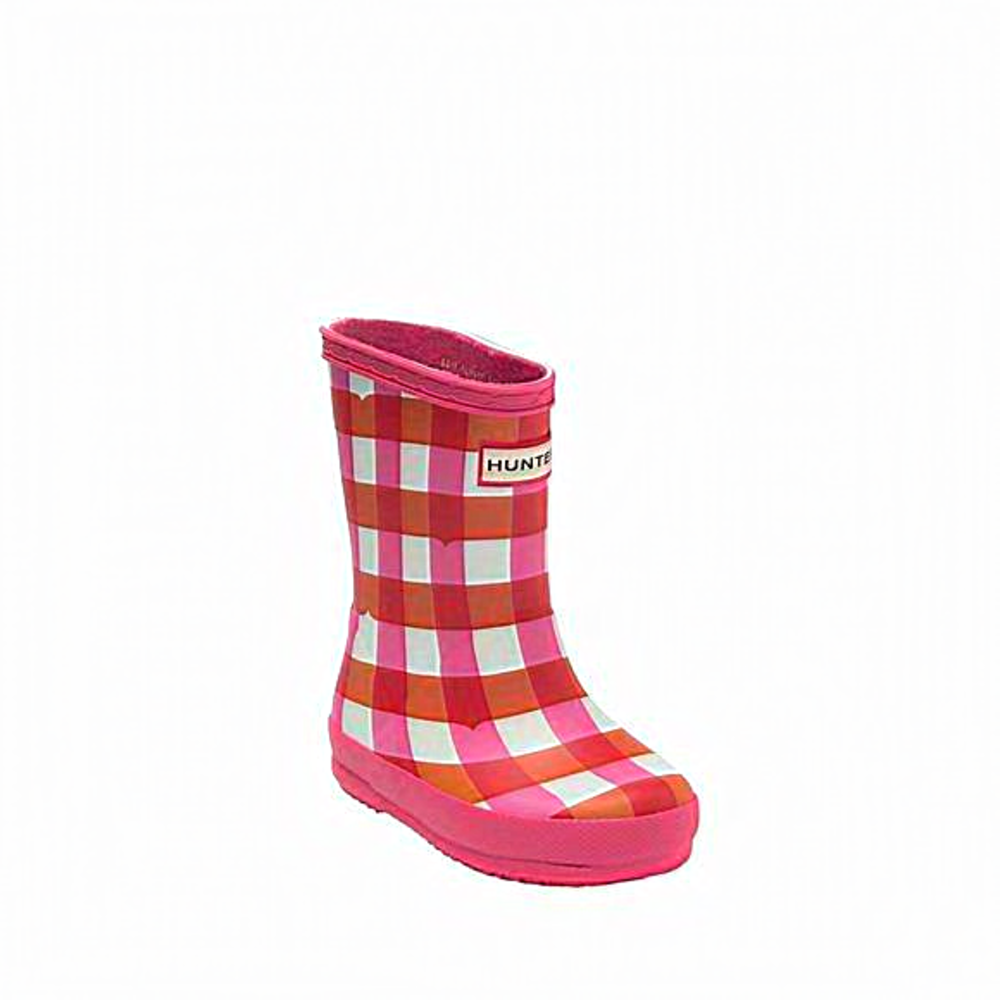 Hunter Kids Red and White Plaid Rain Boots